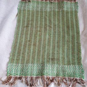 Handwoven Rag Rug with Fringes, 26"W x 34"L